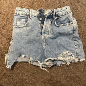Zara Light Blue Distressed Jean Shorts